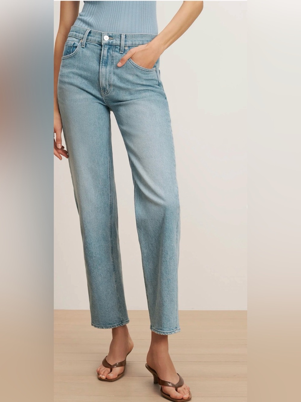 Veronica Beard HARLEY ARC LEG Light Blue BIG SPLASH Straight-Leg Jeans NWT NEW